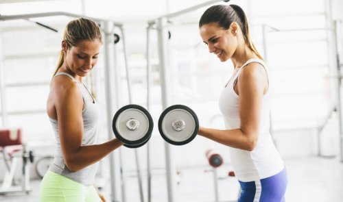 Kvinder løfter vægte for at opbygge muskelmasse