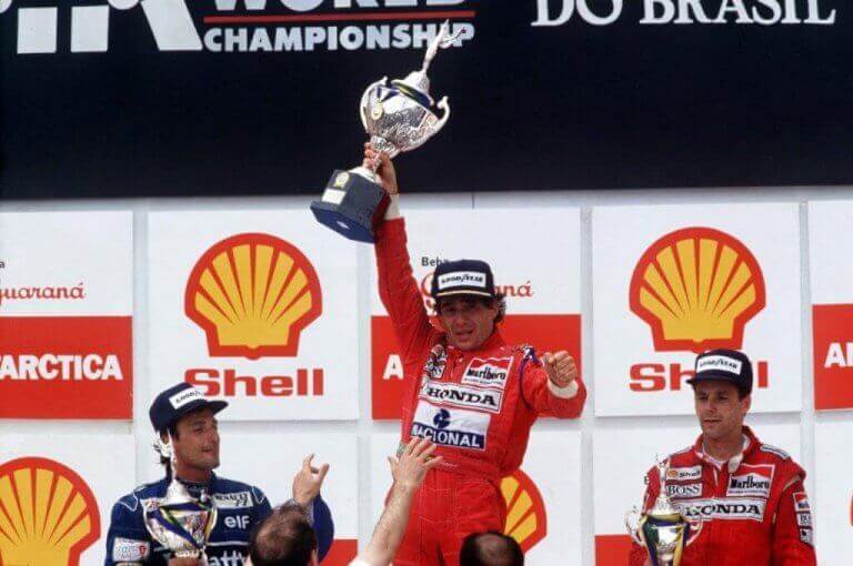 Ayrton Senna på podie