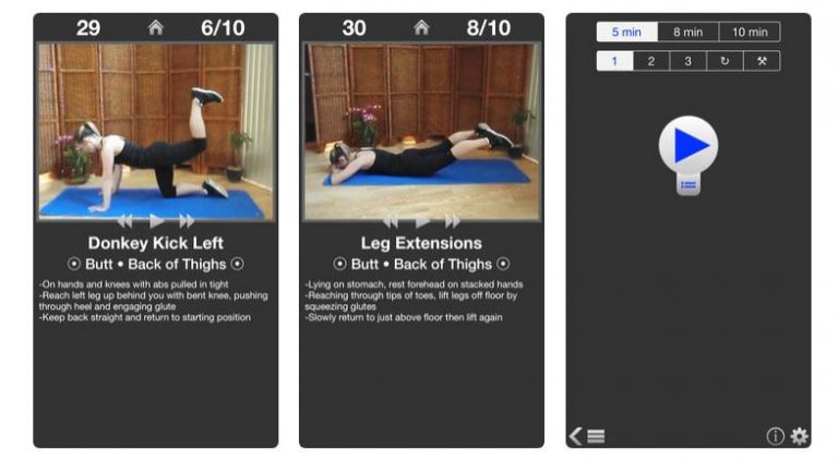 Interface do aplicativo fitness Daily Butt Workout