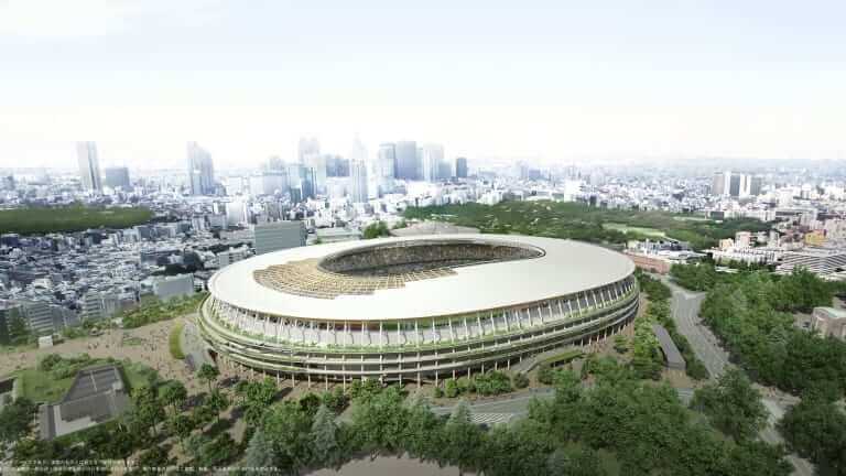 Exterior do Estádio Olímpico de Tóquio.