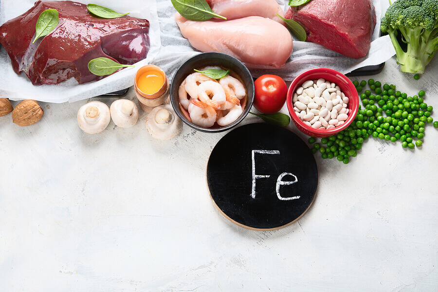 Alimentos para evitar a deficiência de ferro no organismo.