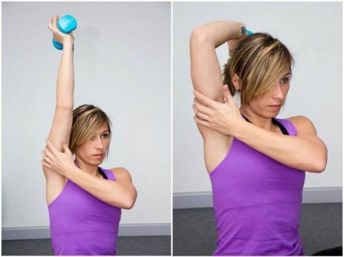 triceps egzersizi yapan kadın