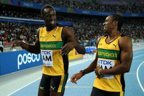 Yohan Blake ve Usain Bolt Olimpiyatlarda.
