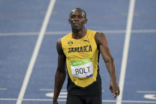 Usain Bolt'un bir yarıştan hemen sonra çekilmiş bir fotoğrafı.