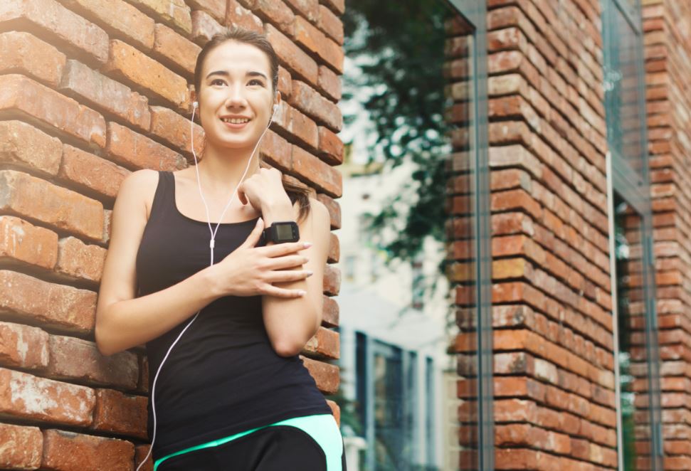 Girl taking a break on her run