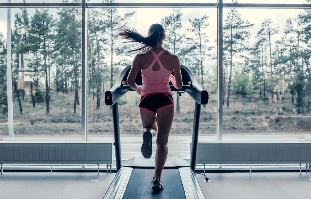 Woman running on a treadmill