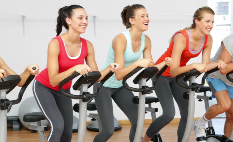 Women practicing spinning