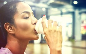 Woman drinking coffee