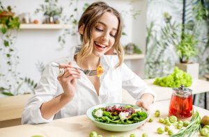 Woman enjoying salad