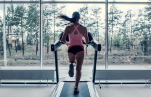 Woman running on a treadmill