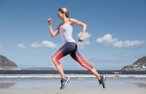 Woman running on the beach
