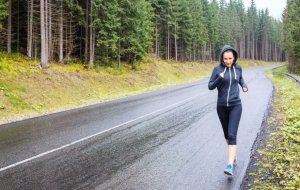 Woman running on the road