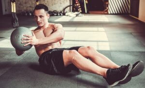 Man using a medicine ball