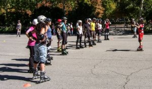 Group of people skating.