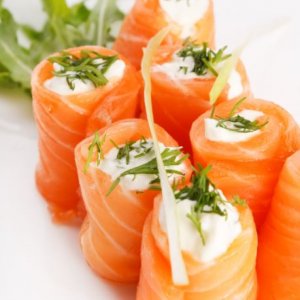Salmon rolls.