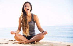Benefits of yoga. Woman doing yoga outdoors.