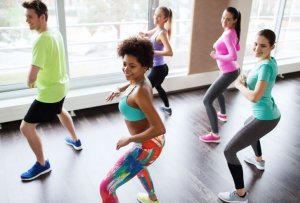 People doing Zumba.
