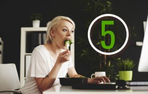 Girl eating a salad.