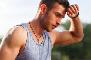 Man sweating after a run.