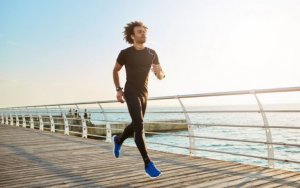 Man using a light pace to run.