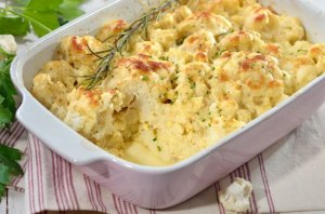 A bowl of cauliflower polonaise.