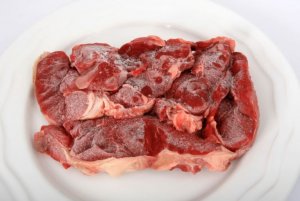 Frozen raw meat.