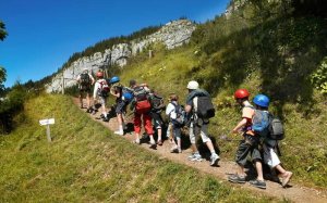 Group of people doing trekking.