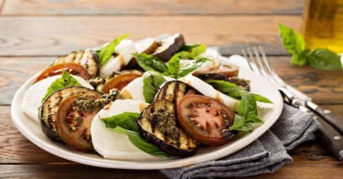 Eggplant Caprese salad on plate