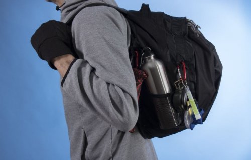 An emergency backpack is full of useful things.