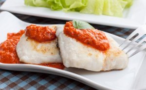 Hake fish in tomato sauce.