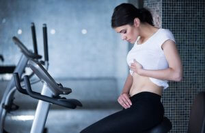 Woman on elliptical