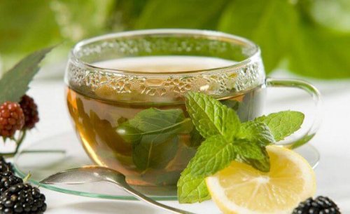 Drinking hot tea