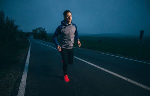 Man running on road