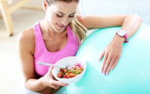 Woman eating after working out