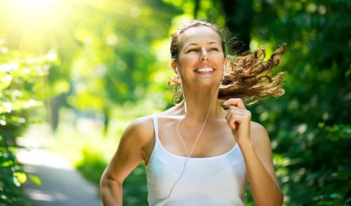 Running in the morning woman smiling