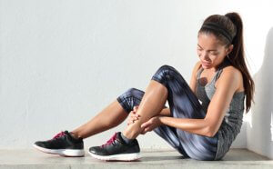 Woman with ankle injury