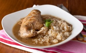 Rabbit with rice.