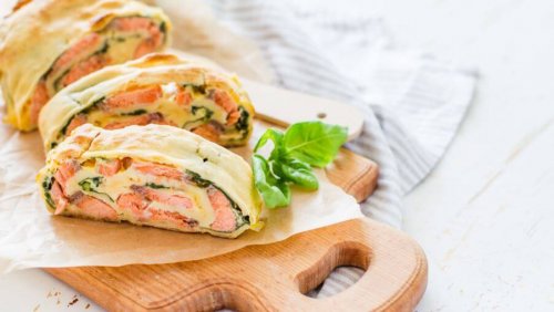 A turkey and vegetable strudel.