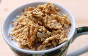 Healthy foods: whole grain cereal.