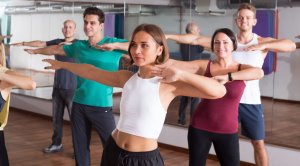 Group dancing Zumba for abs.