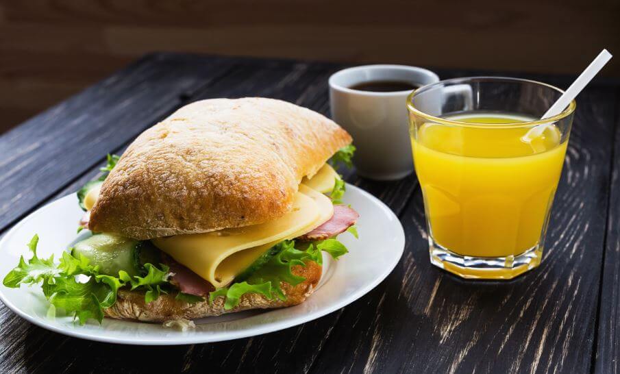 Sandwich and juice
