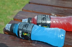 Nutrition habits: bottles of sports drinks.