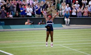 Serena Williams celebrating during a match