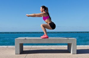 Outdoor calisthenics: squats in the street.