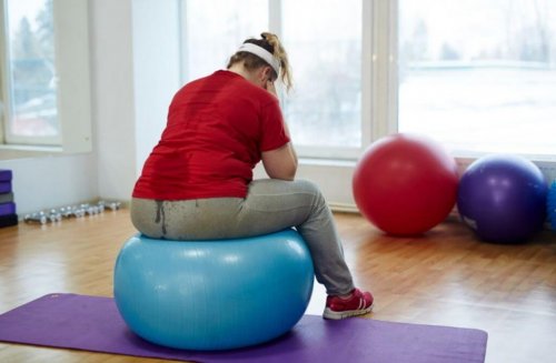 sad girl working out