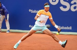 Rafael Nadal on a clay court