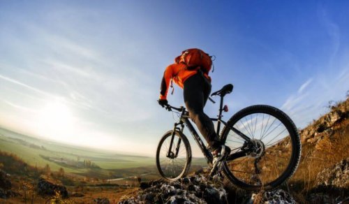 Man mountainbiking on rocks and grass fundamentals of cycling