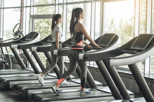 Two women on treadmills liss training 