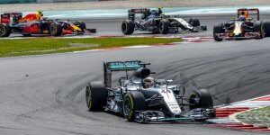 Formula 1 cars during a race