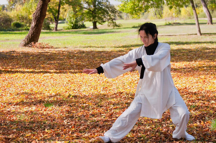 Woman performing tai chi